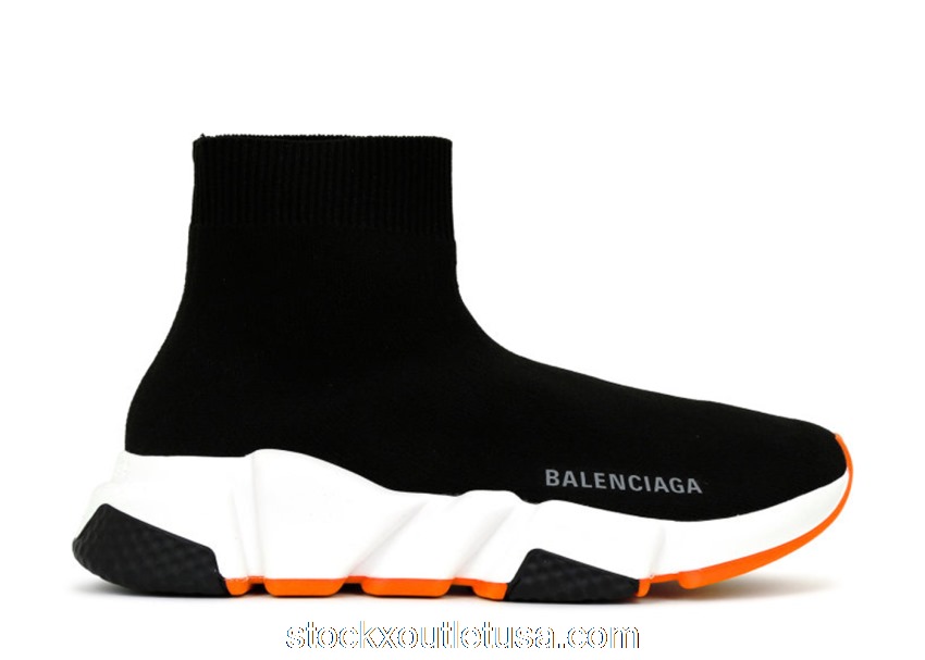 Outlet Balenciaga Speed Trainer Black Fluo Orange Sole (W) 587280W17041917