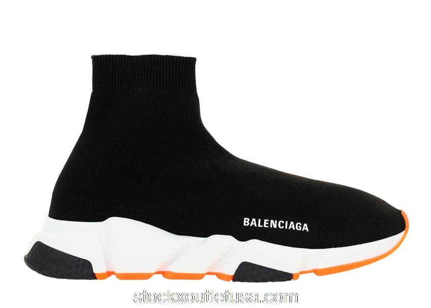 Outlet Balenciaga Speed Trainer Black Fluo Orange Sole 587286W17041917