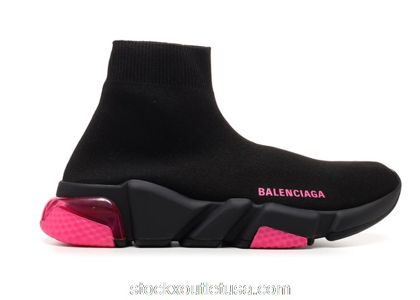 Outlet Balenciaga Speed Trainer Black Pink Clear Sole (W) 607543W05GJ1051