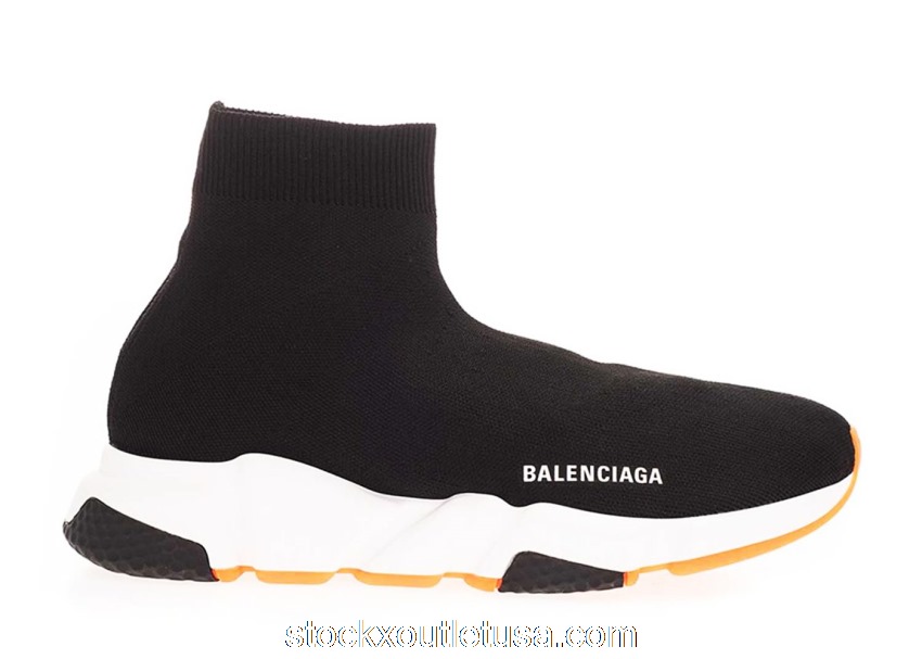 Outlet Balenciaga Speed Trainer Black White Orange 645056W2DB91917