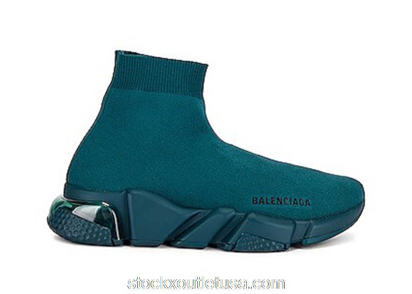 Outlet Balenciaga Speed Trainer Clear Sole Full Dark Green (W) 607543W2DBL3011