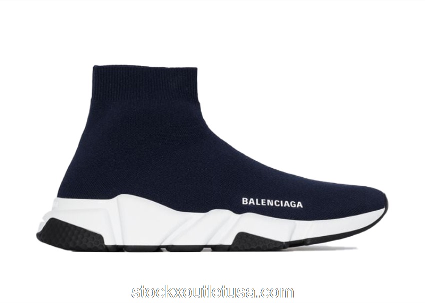 Outlet Balenciaga Speed Trainer Navy White Sole 587286W17024005