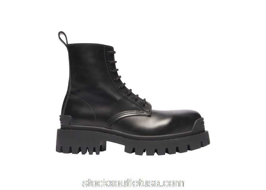 Outlet Balenciaga Strike Lace-Up Boot Black (W) 590974WA9601000