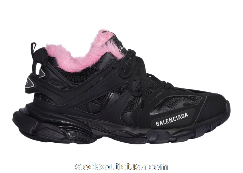 Outlet Balenciaga Track Fake Fur Black Pink (W) 668555W3CQ61050