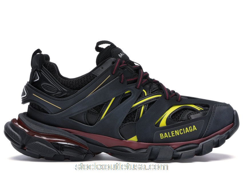 Outlet Balenciaga Track Trainers Black Bordeaux 542023W1GB16162