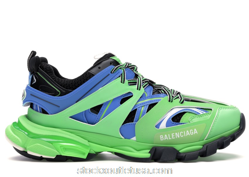 Outlet Balenciaga Track Trainers Green Blue 542023W1GB84078