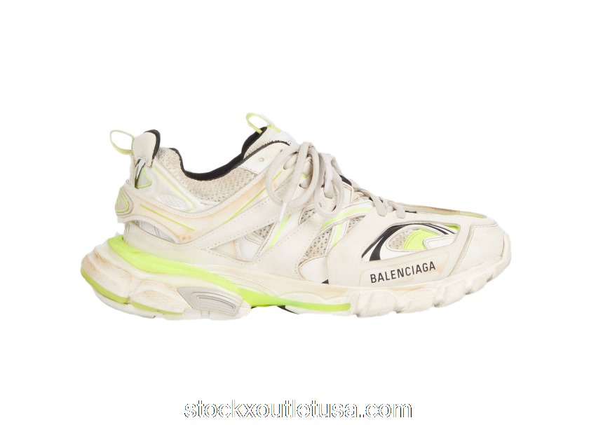 Outlet Balenciaga Track Worn Out In White Fluo Yellow 542023W1GC39070