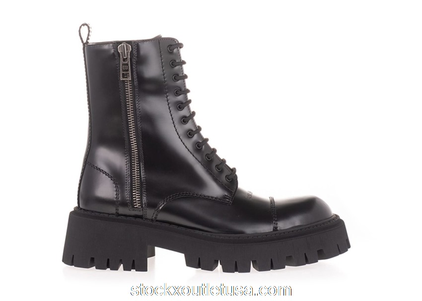 Outlet Balenciaga Tractor 20mm Zip Up Boot Black 615679WA8E91000