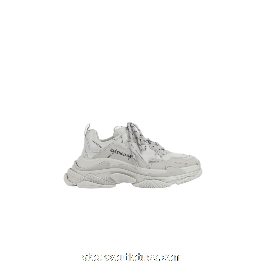 Outlet Balenciaga Triple S Allover Logo Gray 536737W2FA11210