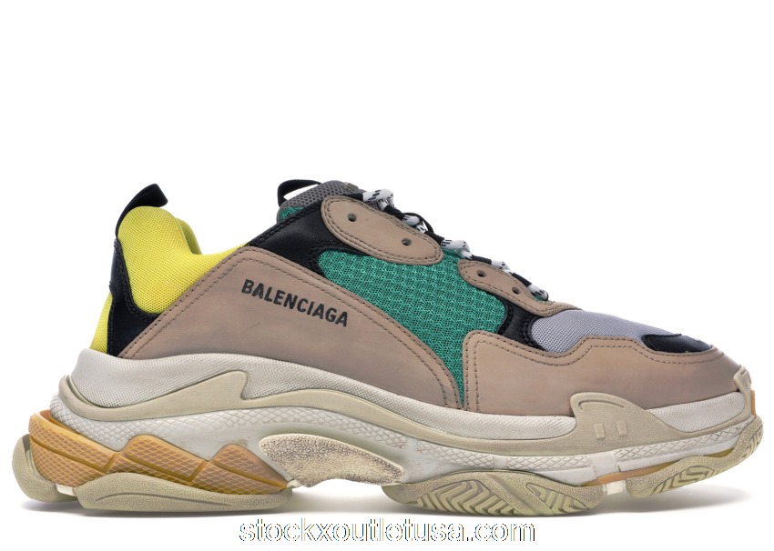 Outlet Balenciaga Triple S Beige Green Yellow (2018 Reissue) 516440W09O27070