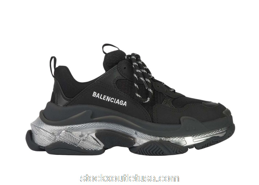 Outlet Balenciaga Triple S Clear Sole Black Ivory (W) 544351W2FB21001