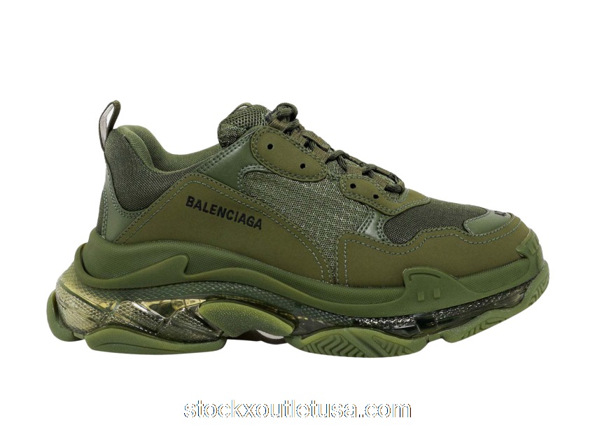 Outlet Balenciaga Triple S Clear Sole Dark Green 541624W2GA12325