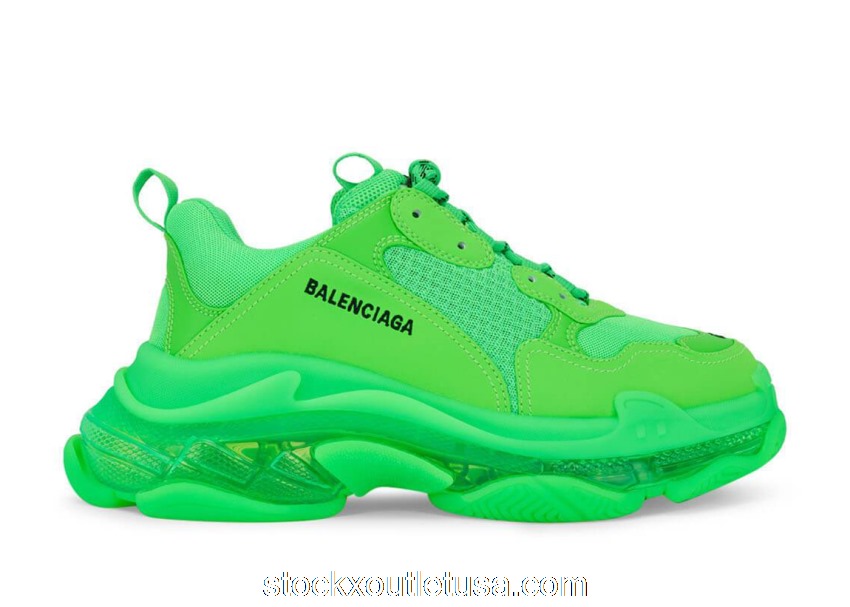 Outlet Balenciaga Triple S Clear Sole Fluo Green 541624W2GR13801