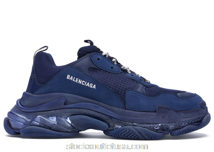 Outlet Balenciaga Triple S Clear Sole Navy 541624W09O14107