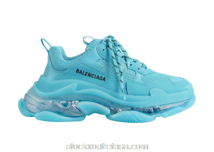 Outlet Balenciaga Triple S Clear Sole Turquoise (W) 544351W2GA14452