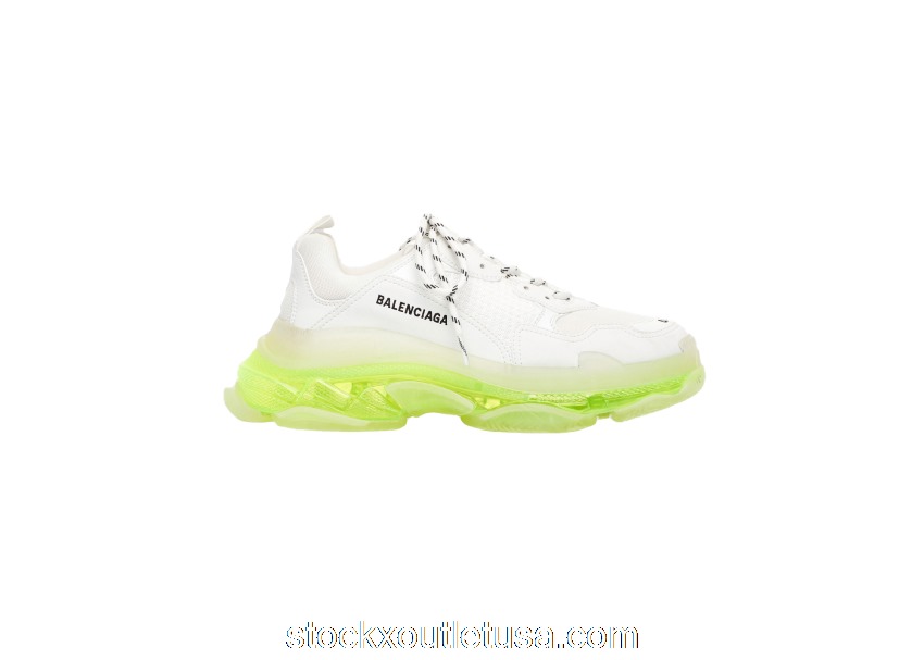 Outlet Balenciaga Triple S Clear Sole White Fluo Yellow 541624W2FR19073