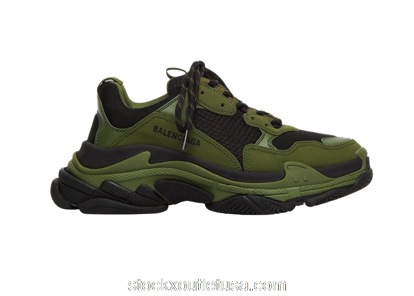 Outlet Balenciaga Triple S Dark Green Black 536737W2CA11033