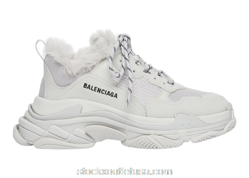 Outlet Balenciaga Triple S Fake Fur Grey 668563W3CQ51210