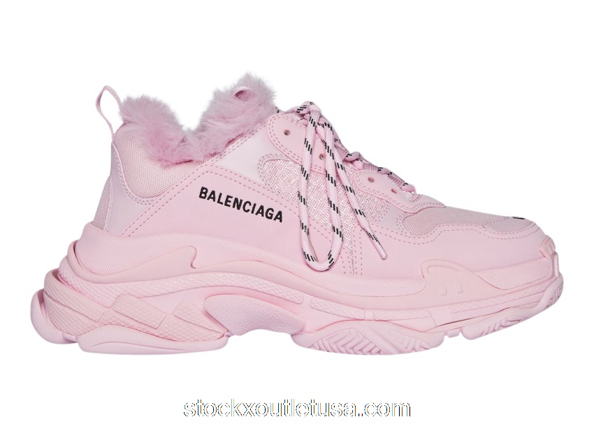 Outlet Balenciaga Triple S Fake Fur Pink (W) 668562W3CQ55000