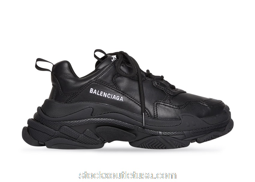 Outlet Balenciaga Triple S Synthetic Leather Triple Black (W) 524039W2FA51000