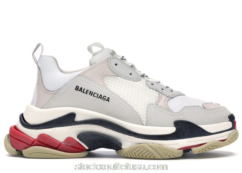 Outlet Balenciaga Triple S White Black Red 533882W09E19000
