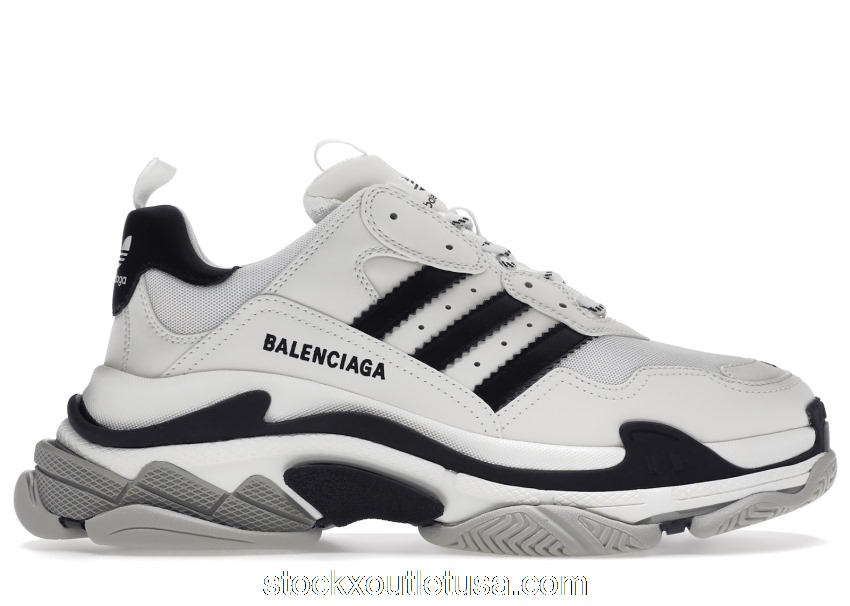 Outlet Balenciaga Triple S adidas White Black 710021W2ZB19112