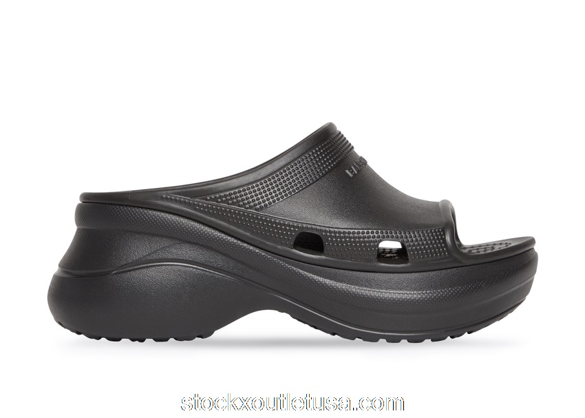 Outlet Balenciaga x Crocs Pool Slide Sandals Black (W) 677389W1S8E1000