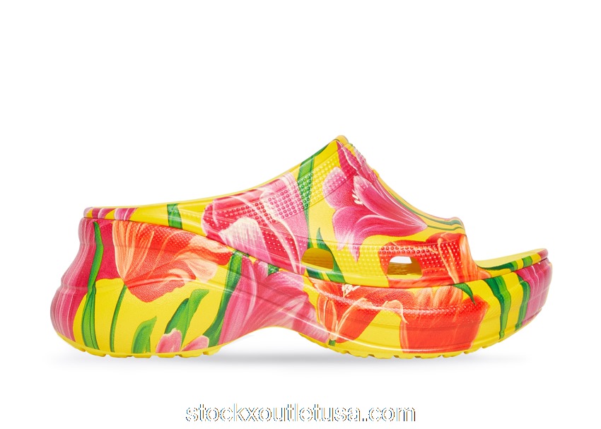 Outlet Balenciaga x Crocs Pool Slide Sandals Tulip Print Multi (W) 677389W1S8F7053