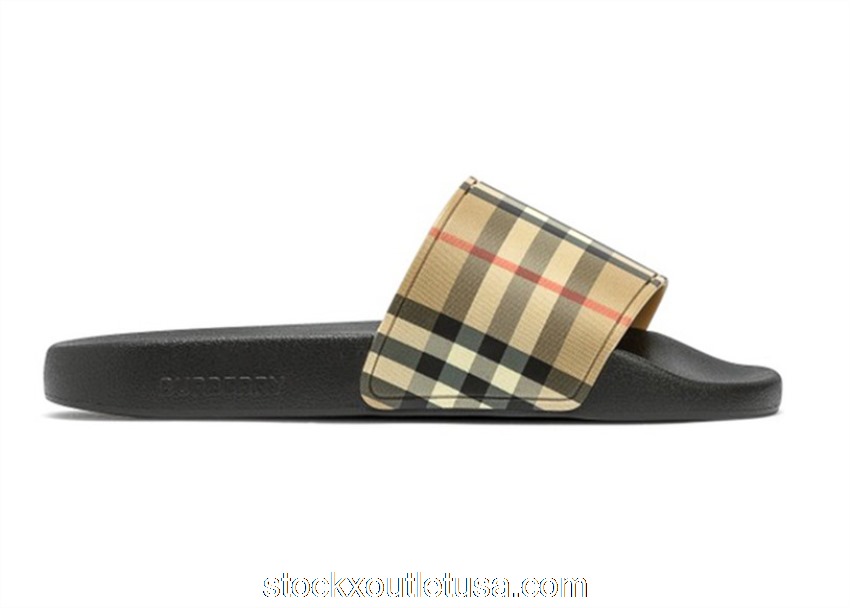 Outlet Burberry Embossed Logo Slides Archive Beige 80239651