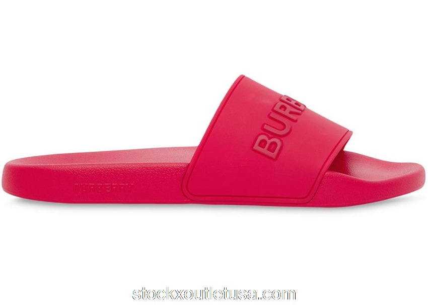 Outlet Burberry Embossed Logo Slides Bright Red 80417371