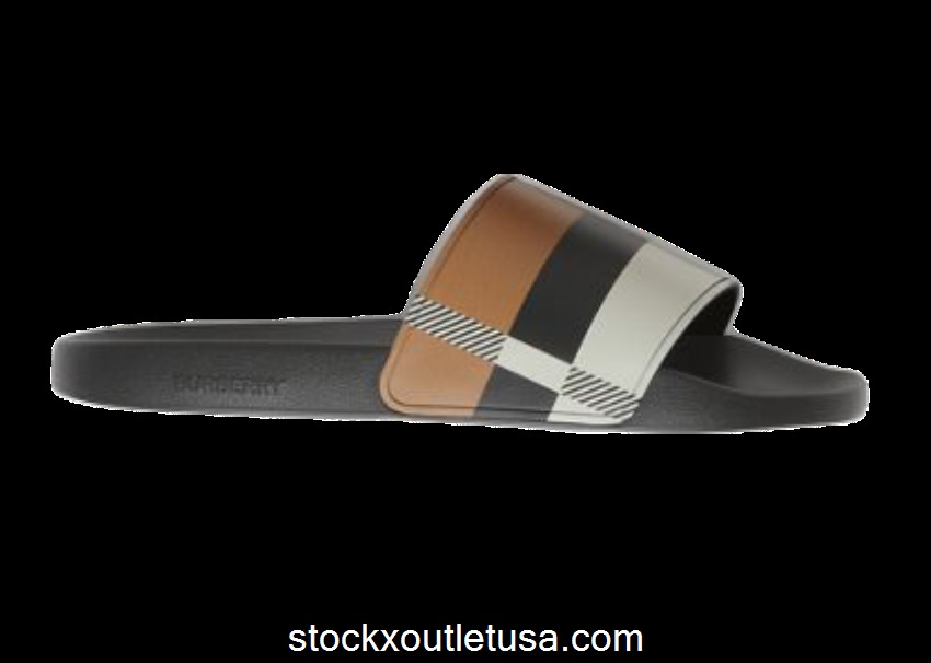 Outlet Burberry Embossed Logo Slides Camel Check 80436721