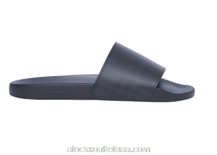 Outlet Burberry Embossed Logo Slides Dark Blue 80415031