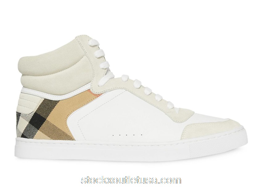 Outlet Burberry House Check High Top sneakers White Archive Beige 8024123