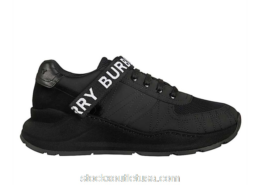 Outlet Burberry Ronnie Lace Up Black White Logo 8010864