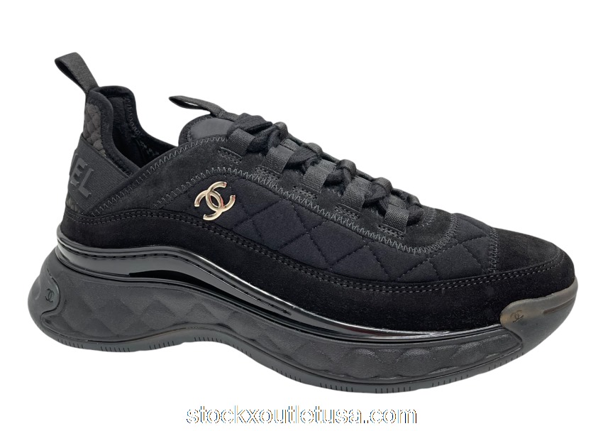 Outlet Chanel Low Top Trainer Black Suede G38501 Y55619 K3542