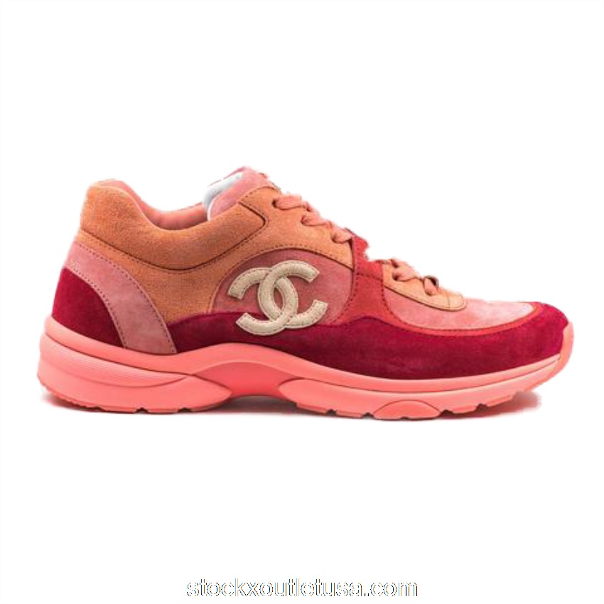 Outlet Chanel Low Top Trainer CC Coral Red