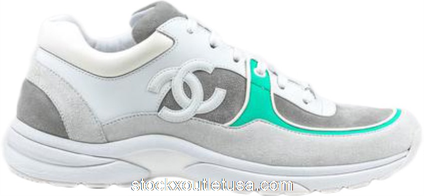 Outlet Chanel Low Top Trainer CC White Teal