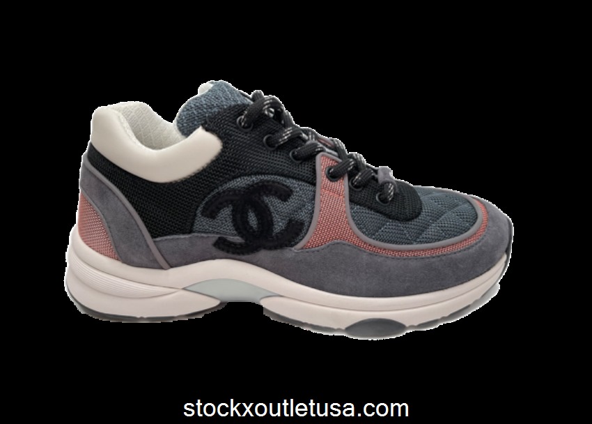 Outlet Chanel Low Top Trainer Grey Pink Suede G38299 Y55434 K3160