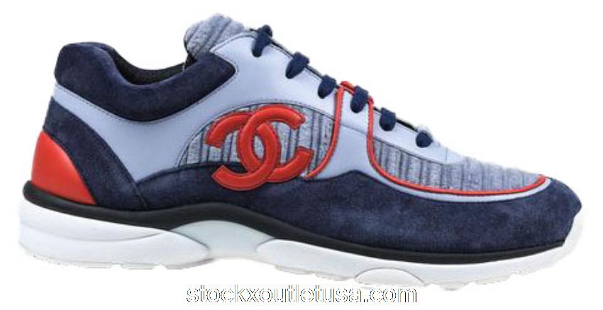 Outlet Chanel Low Top Trainer Navy Velvet G34052 Y53119 K0860