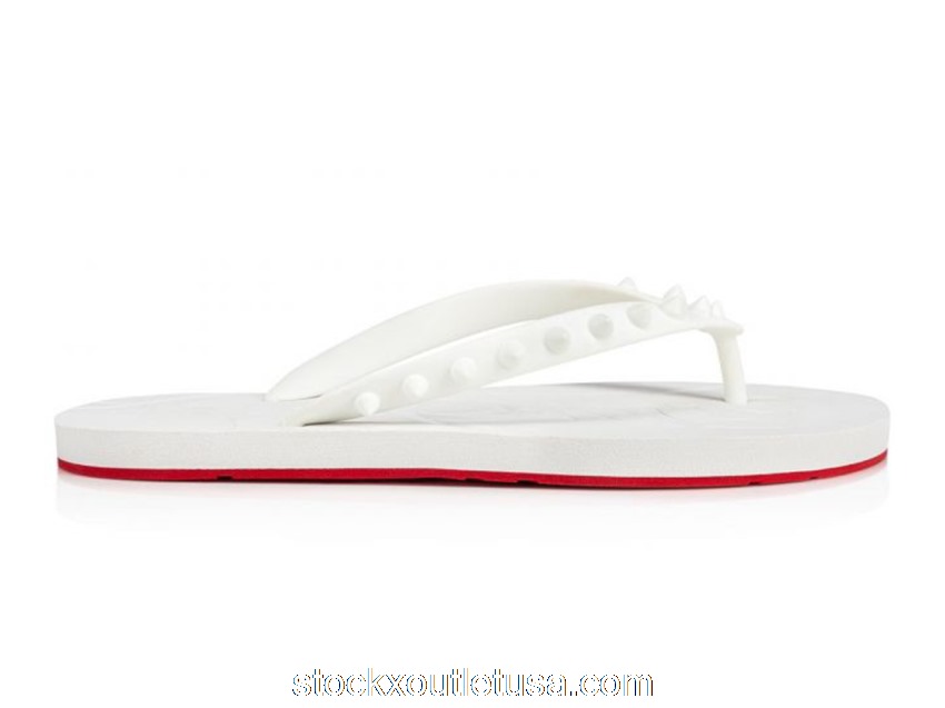 Outlet Christian Louboutin Loubi Flip Slide White White (W) 1210655WH01