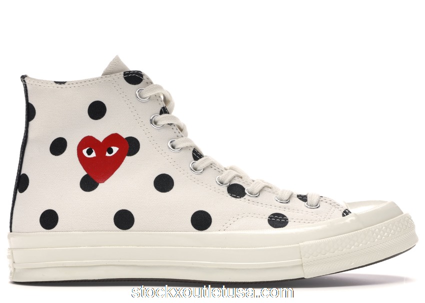 Outlet Converse Chuck Taylor All-Star 70 Hi Comme des Garcons PLAY Polka Dot White 157251C