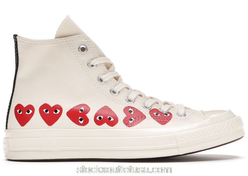 Outlet Converse Chuck Taylor All-Star 70 Hi Comme des Garcons Play Multi-Heart White 162972C