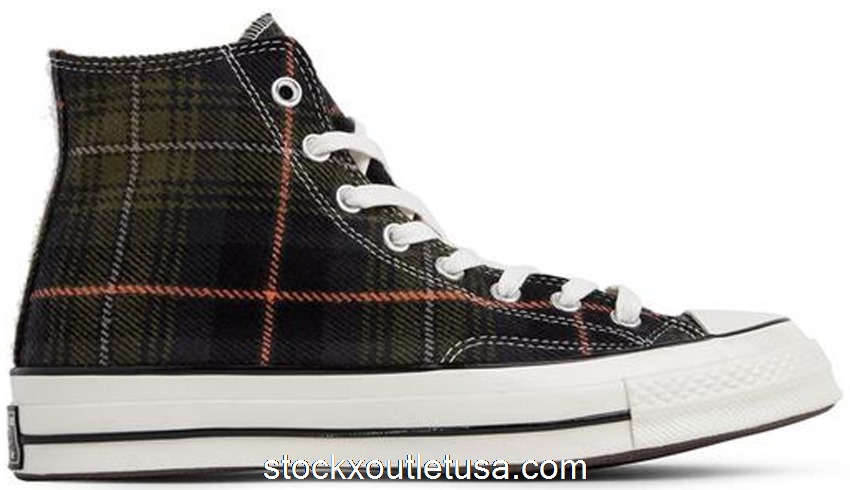 Outlet Converse Chuck Taylor All-Star 70 Hi Plaid Pack Medium Olive 162404C