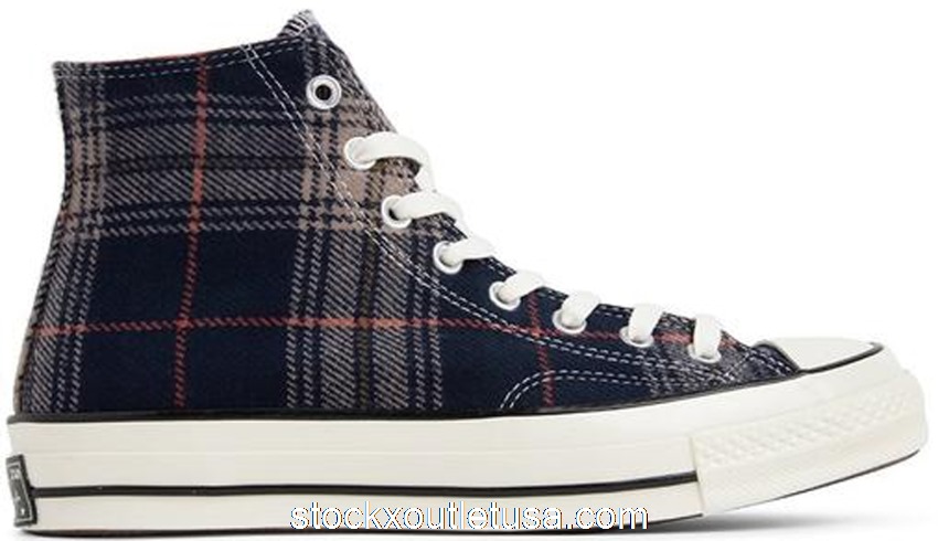 Outlet Converse Chuck Taylor All-Star 70 Hi Plaid Pack Navy 162406C