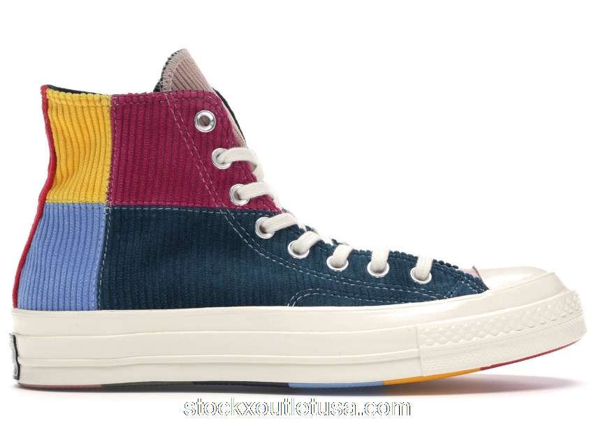 Outlet Converse Chuck Taylor All-Star 70s Hi Corduroy Patchwork Gold Navy 166532C