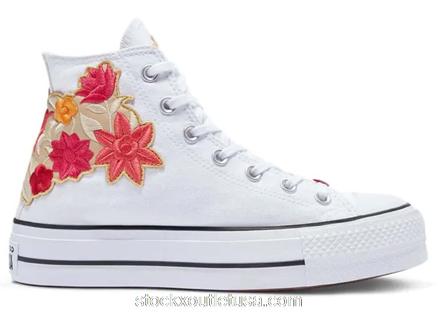 Outlet Converse Chuck Taylor All-Star Lift Platform Embroidered Flowers White (W) A03260C