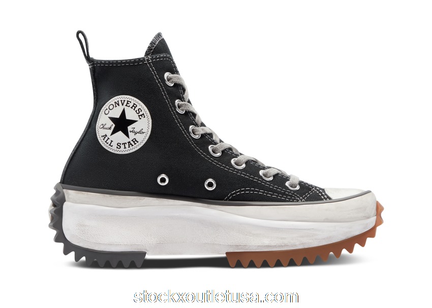 Outlet Converse Run Star Hike Hi Black White Gum Distressed 168297C