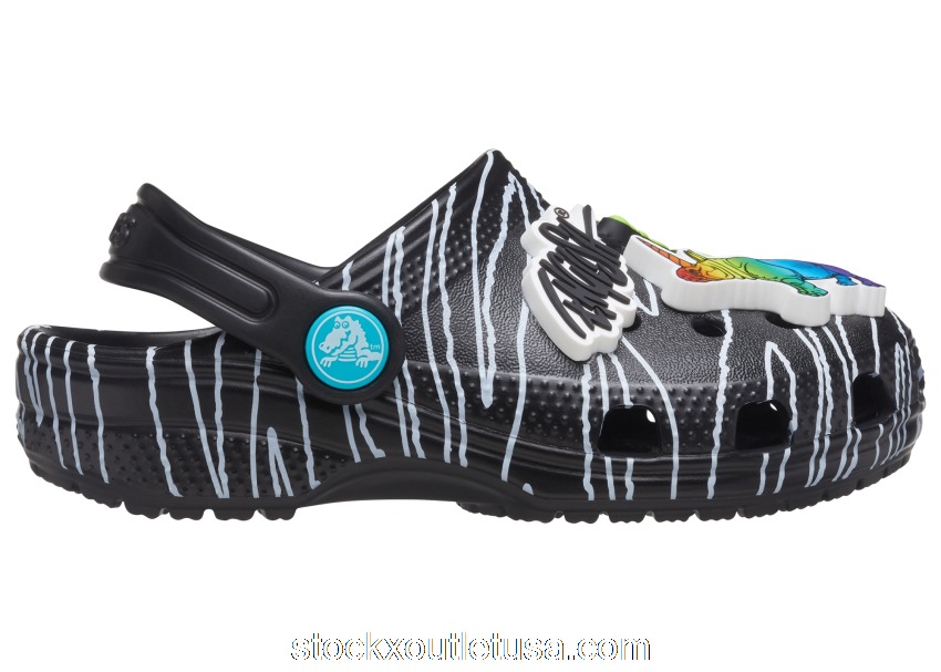 Outlet Crocs Classic Clog Ron English Party Animals Zebra Black (GS)