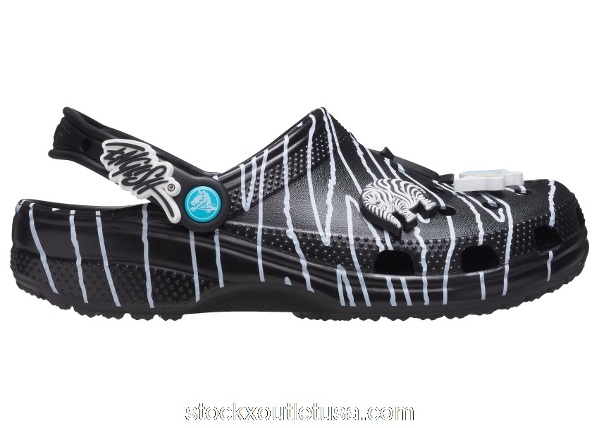 Outlet Crocs Classic Clog Ron English Party Animals Zebra Black