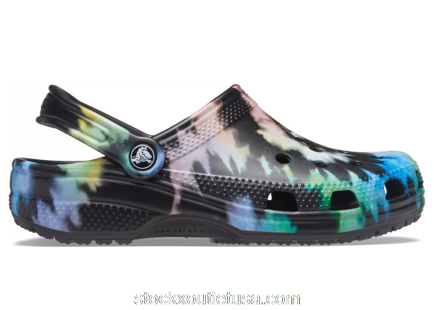 Outlet Crocs Classic Clog Tie Dye Black Multi-Color 205453-0FN